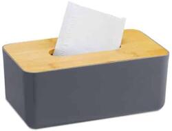 Relaxdays Suport servetele, capac bambus, gri/maro natur, 10 x 23 x 13 cm (10032650)