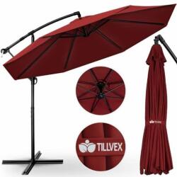 Tillvex Umbrela terasa/gradina, protectie UV 50+, rezistent la intemperii/vant, acoperire hidrofuga, rotire la 360°, inclinatie reglabila, manivela practica, inaltime 240 cm x Ø 300 cm, rosu inchis (TVSNS-001