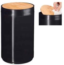 Relaxdays Cos de gunoi, multifunctional, capac din bambus, 5, 5 L, negru/maro natur, 26, 5 x 18 cm (10027729N EAN 4052025922580) Cos de gunoi