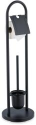 Relaxdays Suport pentru hartie igienica si perie de toaleta, din otel, negru (10050736)