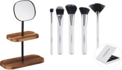 Relaxdays Set pensule machiaj DeLuxe, 5 piese in cutie si oglinda cosmetica cu 2 rafturi (RLX-8605859)