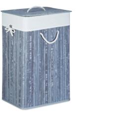 Relaxdays Cos rufe bambus, 82 litri, pliabil, cu capac, gri petrol, Relaxdays (RLX-819053GRI)