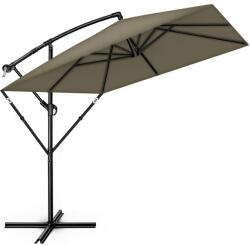 Tillvex Umbrela de soare patrata, pentru gradina si terasa, Tillvex®, Ø 330 cm, inclinabila, protectie UV 50+, husa protectie, rotativa la 360°, cu manivela, maro (TVESNS-005)