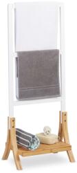 Relaxdays Suport prosoape cu 3 sine, raft, bambus/MDF, alb/natur (10020978)