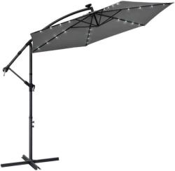 Juskys Umbrela cu iluminare LED pentru gradina, Juskys, 3 m, Gri (25464)