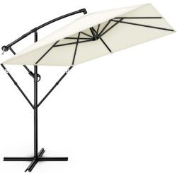 Tillvex Umbrela de soare patrata, pentru gradina si terasa, Tillvex®, Ø 330 cm, inclinabila, protectie UV 50+, husa protectie, rotativa la 360°, cu manivela, crem (TVESNS-004)