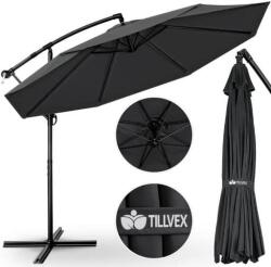 Tillvex Umbrela terasa/gradina, protectie UV 50+, rezistent la intemperii/vant, acoperire hidrofuga, rotire la 360°, inclinatie reglabila, manivela practica, inaltime 240 cm x Ø 300 cm, antracit (TVSNS-003)