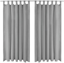 vidaXL 2 db szürke mikroszatén függöny karikákkal 140 x 225 cm (132214)