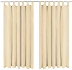 vidaXL 2 db bézs mikroszatén függöny karikákkal 140 x 225 cm (132217)