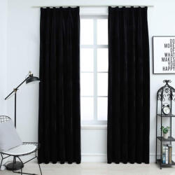 vidaXL 2 db fekete bársony sötétítőfüggöny kampókkal 140 x 175 cm (134492) - valora