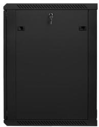 Lanberg 19 fali rack szekrény 18U/600X600 üvegajtó, lapraszerelt, fekete V2 (WF01-6618-10B)
