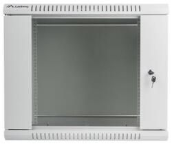 Lanberg 19 fali rack szekrény 9U/600X450 üvegajtó, lapraszerelt, szürke V2 (WF01-6409-10S)