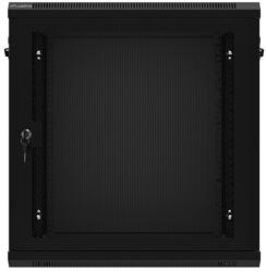 Lanberg 19 fali rack szekrény 12U/600X450 perforált ajtó, lapraszerelt, fekete (WF01-6412-23B)