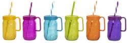 SOLMAZER IRIS Colours Mix színes bögre szívószállal 370ml, sárga, türkiz, lila, rózsaszín, narancs vagy zöld színben 111763-300 (111763-300) - oneclick