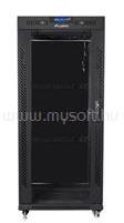 Lanberg FF01-6827-12BL 19" 27U SZÉL: 600mm MÉLY: 800mm MAG: 1431mm lapraszerelt LCD üvegajtós fekete rack szekrény (FF01-6827-12BL) (FF01-6827-12BL)