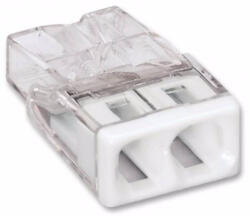 Wago 2273-202 Compact kettes tömör vezeték összekötő 2x0, 5-2, 5 mm2 tömör vezetékhez, átlátszó házban, fehér fedéllel (2273-202)
