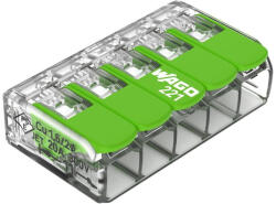 Wago 221-425 Green ötös sodrott vezeték összekötő, átlátszó 0, 2- 4mm2, 32A, újrahasznosított anyagból készült (221-425)