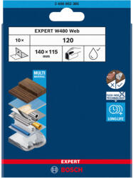 Bosch EXPERT W480 kézi csiszolóháló, G120 10 db 115x140, G120 10 db mosható (2608902385)