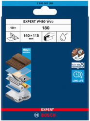 Bosch EXPERT W480 kézi csiszolóháló, G180 10 db 115x140, G180 10 db mosható (2608902386)