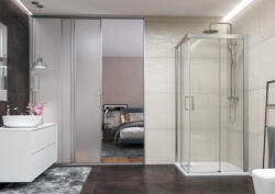 AQUATEK Zuhanykabin, Aquatek DYNAMIC A4 100x100 króm-szatén/átlátszó üveg - mozaikkeramia