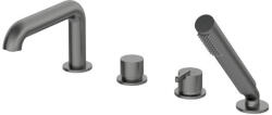 Deante Kádperemre szerelhető csaptelep, Deante Silia 4 lyukas, zuhanyszettel, titanium BQS_D14M - mozaikkeramia