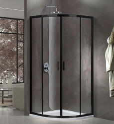 Aqualife Zuhanykabin, Aqualife EAB-001 90x90 Íves fekete zuhanykabin AKCIÓ - mozaikkeramia