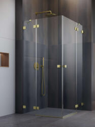 Radaway Zuhanykabin, Radaway Essenza Pro Brushed Gold KDD szögletes zuhanykabin 100x80 átlátszó - mozaikkeramia