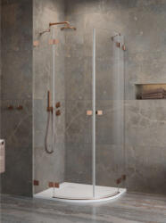 Radaway Zuhanykabin, Radaway Essenza Pro Brushed Copper PDD íves szálcsiszolt réz zuhanykabin 90x90 átlát - mozaikkeramia