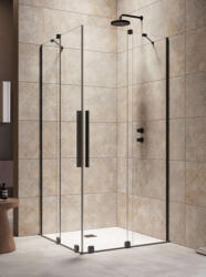 Radaway Zuhanykabin, Radaway Furo Black KDD szögletes fekete zuhanykabin 80x110 átlátszó - mozaikkeramia