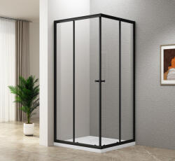 SAPHO Zuhanykabin, Aqualine Agga Black zuhanykabin 80x80 matt fekete/transzparent BLF808 - mozaikkeramia