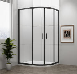 SAPHO Zuhanykabin, Sapho Polysan Easy Line black íves, matt fekete, 90x90 EL2615B - mozaikkeramia