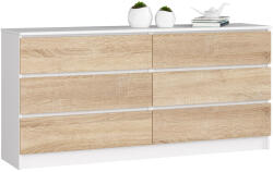 AKORD CLP K160 Komód Laminált Fehér-Sonoma 6 Fiókos