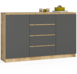 AKORD CLP Artisan Komód 160 Laminált Szürke Matt 4-Fiókos