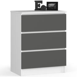 AKORD CLP Modern 3-Fiókos Komód Laminált Fehér-Szürke Matt