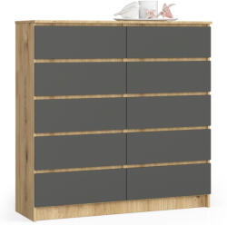 AKORD CLP Artisan Tölgy Komód 10 Fiókos Matt Szürke - fizz - 81 059 Ft