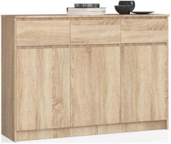 AKORD CLP K140 Komód Laminált Sonoma Tölgy 3 Ajtós 3 Fiókos