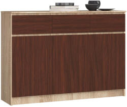AKORD CLP Sonoma-Wenge Komód 3 Ajtós 3 Fiókos Laminált