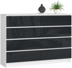 AKORD CLP K140 Modern Komód 8 Fiókos Magasfényű Grafit