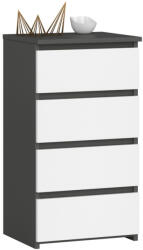 AKORD CL4 Komód Laminált Grafitszürke-Fehér 4 Fiókos
