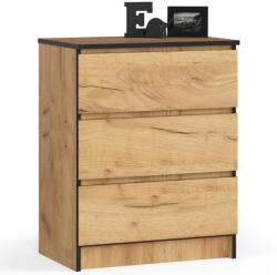 AKORD CLP Craft Tölgy Komód 3 Fiókos Laminált