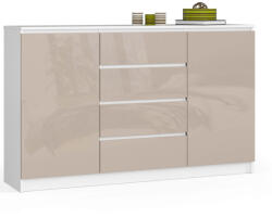AKORD CLP K160 Komód Cappuccino Magasfényű MDF 2 Ajtós 4 Fiókos
