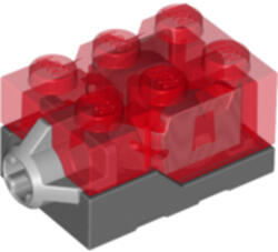 LEGO® Alkatrészek (Pick a Brick) Sötét kékesszürke elektromos, világos tégla 2 x 3 x 1 1/3 átlátszó-piros felsőrésszel és piros LED f 6225808 (6225808)