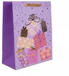 QX Pungă cadou cu model cadou, mov - 18 x 23 cm (370527)