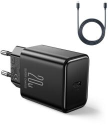 JOYROOM Travel Charger gyorstöltő, PD 20W, 1 m Type-C - Lightning kábellel, fekete (JR-TCF06) (JR-TCF06-BLK-02)