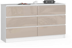 AKORD CLP K140 Komód 6 Fiókos Magasfényű Cappuccino