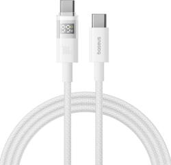 Baseus Cablu de Date cu Afisaj Digital, Type-C la Type-C, 100W, 2m - Display 2 (P10382702211-01) - Moon White (P10382702211-01) - pcone