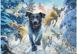 Schmidt Spiele 58558 - Dog's Life - Black Labrador in the Snow - 1000 db-os puzzle (58558)