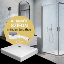 H2O Comfort C szögletes, króm zuhanykabin 90x90 cm-es méretben + Nero C előlapos zuhanytálca 10904 (10904)