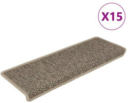 vidaXL 15 db szizál hatású sötét bézsszínű lépcsőszőnyeg 65x21x4 cm (VD326890)