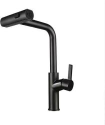 Gamma Rotary Mosogató Csaptelep - Kihúzható, 3 Funkciós Zuhanyfejjel, Matt Fekete (BR-BK)